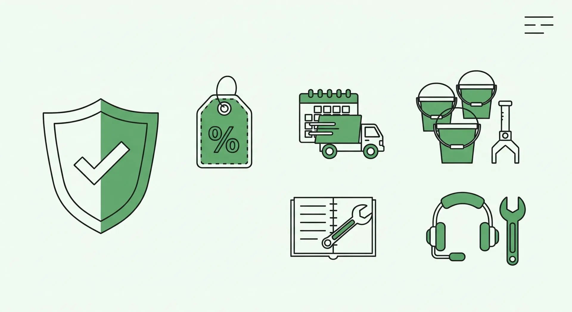  Infographie négociation mini-pelle d’occasion : 6 repères visuels — garantie, TVA, livraison, accessoires, entretien prouvé, SAV/délais.