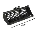 Godet squelette vu de profil sur fond blanc. Flèche sur la longueur du godet avec 80 cm représentant ses dimensions