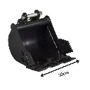 godet vue de profil sur fond blanc, flèche 30cm sur la longueur du godet