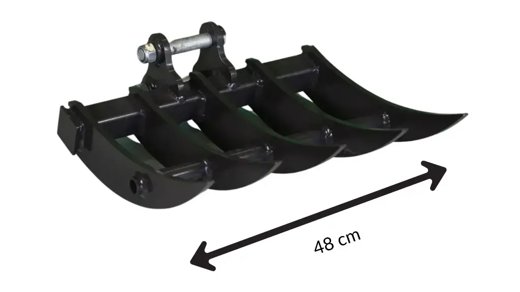 rateau sur fond blanc avec flèche de longueur 48cm.webp