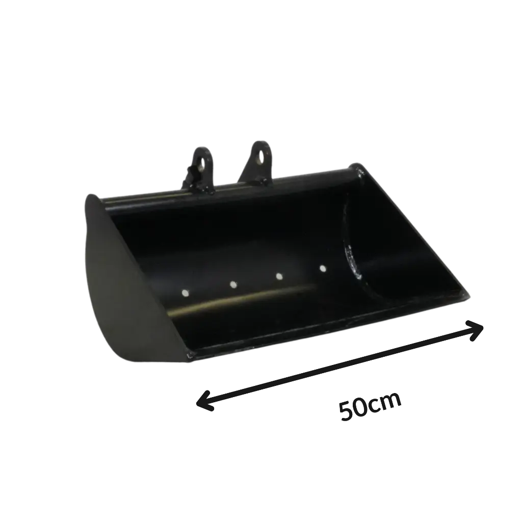photo illustrant un godet de curage de 50cm destiné à une mini-pelle de 600kg CP06 Chargeur Plus.webp