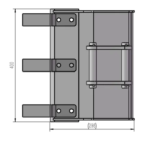 schéma vu de d'en bas avec flèches décrivant les dimensions d'un godet 40 cm