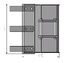 schéma de vu d'en bas avec flèches décrivant les dimensions d'un godet 40 cm