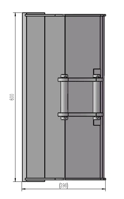 schéma de vu d'en bas avec flèches décrivant les dimensions d'un godet 60 cm