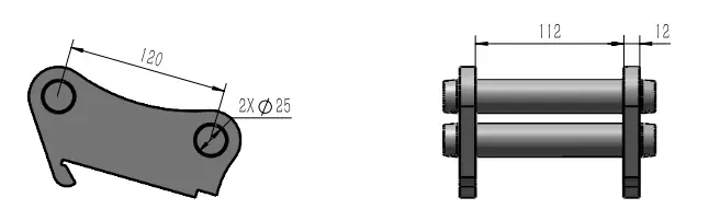schéma de côté et de face d'une platine avec flèches décrivant les dimensions d'une platine
