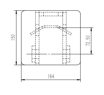 schéma de vu d'en bas avec flèches décrivant les dimensions d'une attache arrière