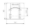 schéma de vu d'en bas avec flèches décrivant les dimensions d'une attache arrière