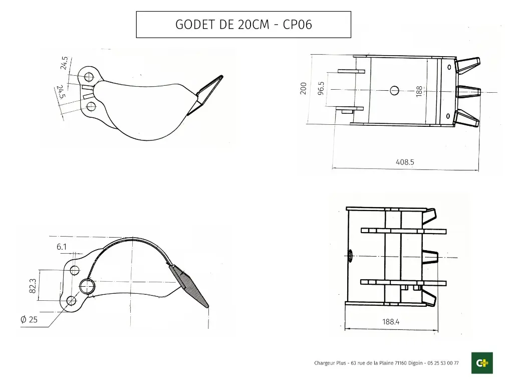 schéma d'illustration des mesures d'un godet de cp06.webp